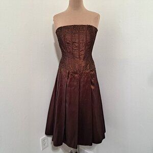 Sean Collection Women's Strapless Sequins Dress Size XL Brown Color